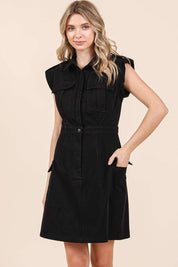 Mittoshop Cargo Pocket Half Button Mini Dress | Mini Dresses Daverri Fashions