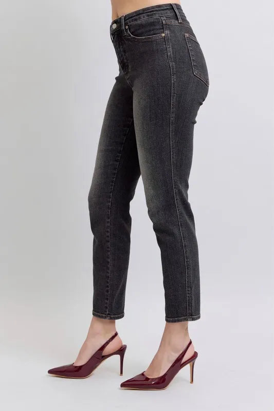 Judy Blue Full Size Mid Rise Tummy Control Slim Jeans Plus Size | Daverri Fashions