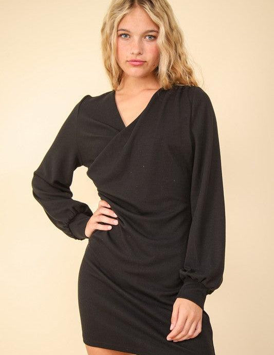 Black VERY J Ruched Detail Bodycon Mini Dress | Mini Dresses Daverri Fashions