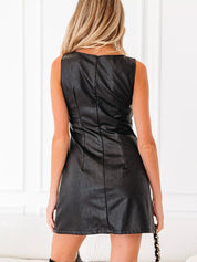 Vegan Leather Sleeveless Mini Dress | Dresses Daverri Fashions
