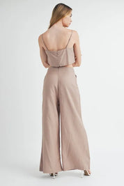 MABLE Linen Mix Crop Cami and Wide Leg Pants Set | Outfit Sets Daverri Fashions