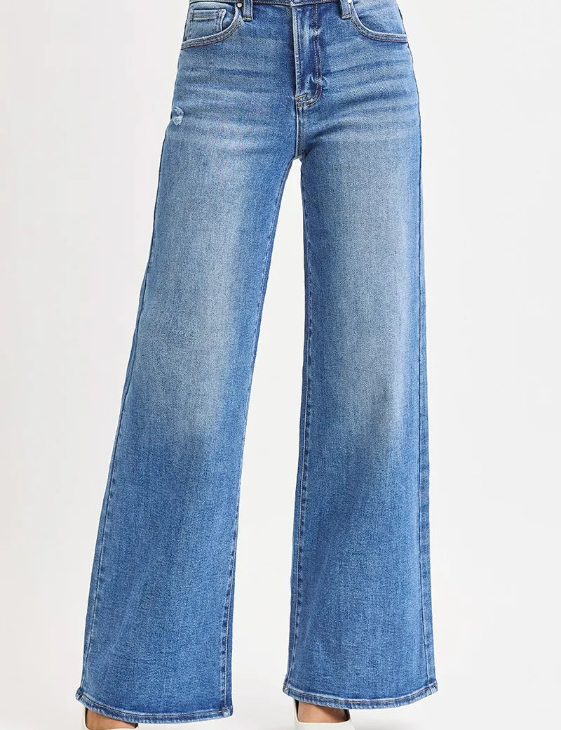 RISEN Full Size High Rise Wide Leg Jeans Plus Size | Jeans Daverri Fashions