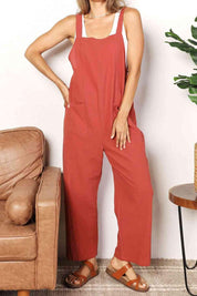 Perfee Wide Leg Overalls with Front Pockets | Daverri Fashions