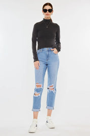 Kancan High Rise Distressed Mom Jeans | Jeans Daverri Fashions