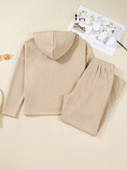 Lace Drawstring Hoodie and High Waist Pants Corduroy Suit | Loungewear Sets Daverri Fashions