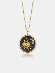 Gold One Size Alloy Inlaid Zircon Sun & Moon Necklace | Necklaces Daverri Fashions