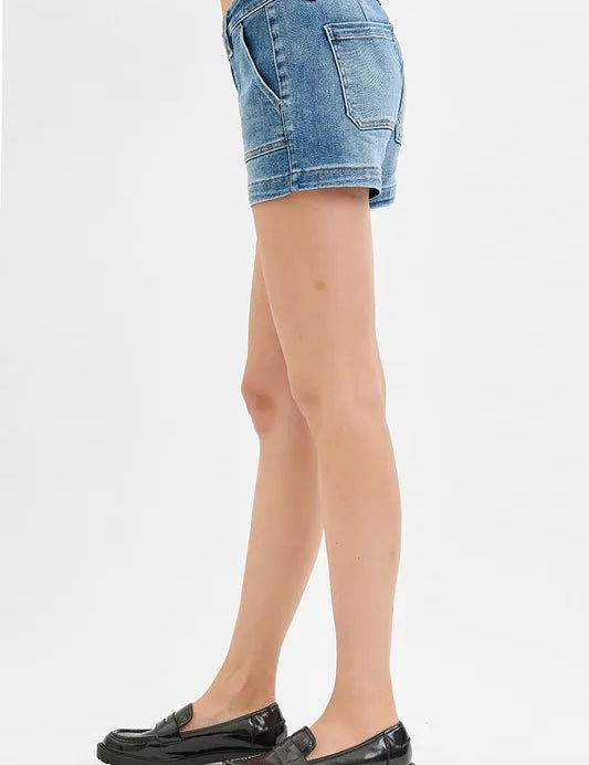 RISEN Low Rise Patched Pocket Shorts | Shorts Daverri Fashions