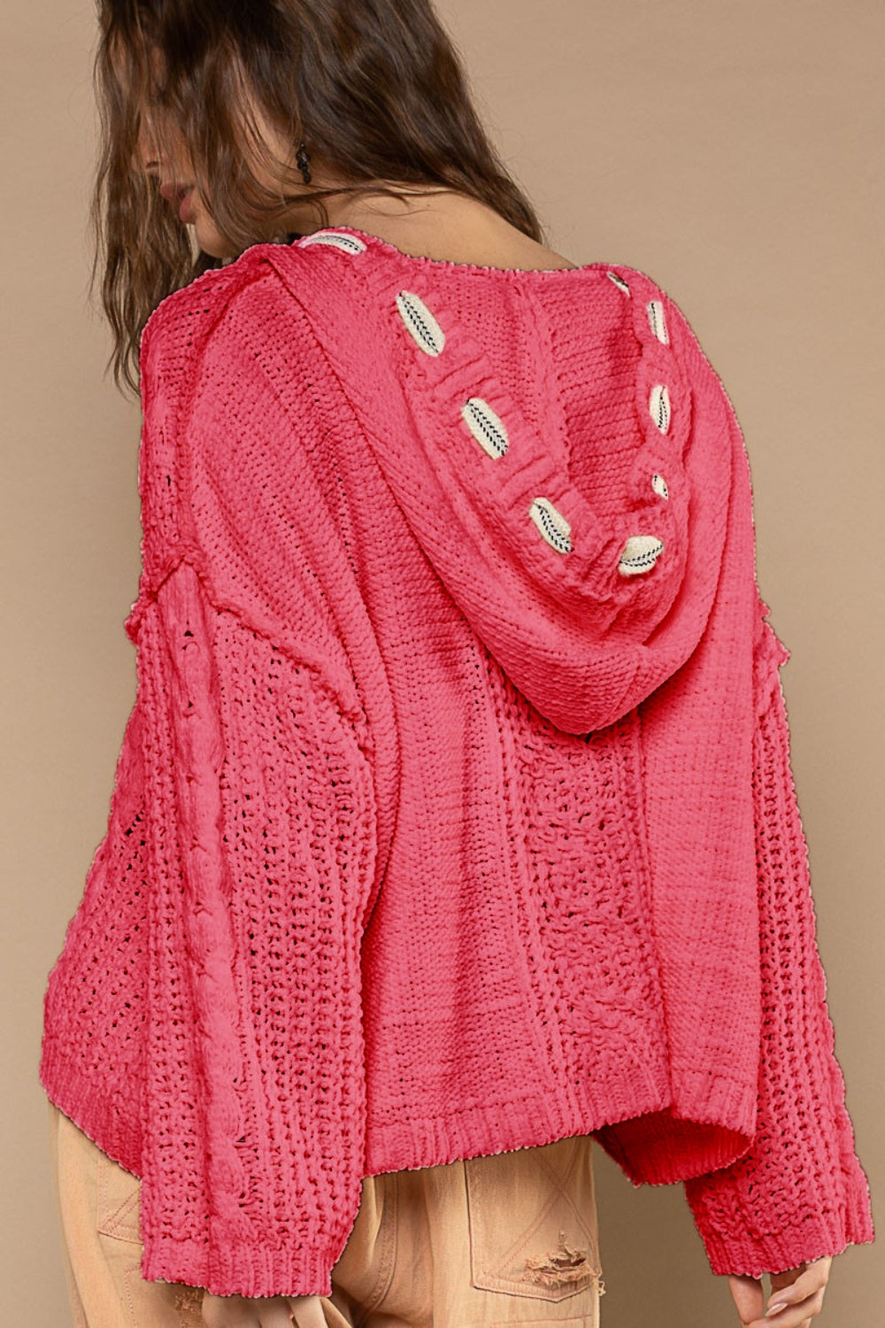POL Cable Knit Hooded Chenille Sweater | Sweaters Daverri Fashions