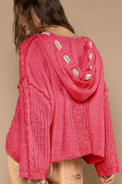POL Cable Knit Hooded Chenille Sweater | Sweaters Daverri Fashions