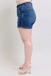 Judy Blue Double Button Waistband Denim Shorts Plus Size | Denim Shorts Daverri Fashions