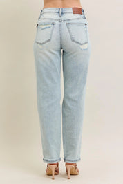 Judy Blue Full Size Mr Repair Stitch Detail Destroy Single Cuff Bf Jeans Plus Size | Jeans Daverri Fashions