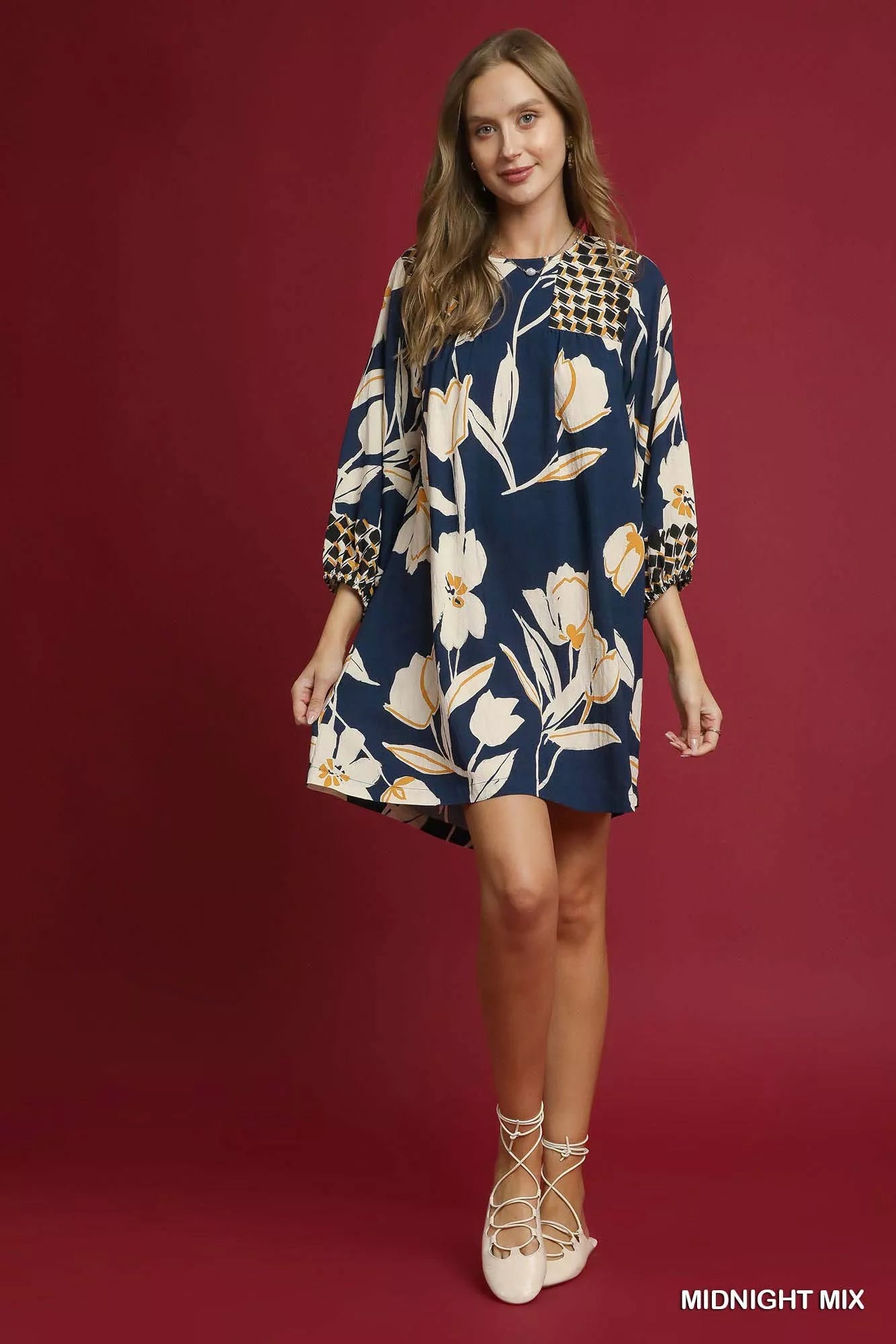 Umgee Floral High-Low Babydoll Dress | Mini Dresses Daverri Fashions