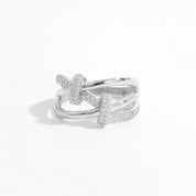 Silver Inlaid Zircon 925 Sterling Silver Crisscross Ring | Rings Daverri Fashions