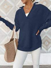 Half Zip Long Sleeve Knit Top | Knit Tops Daverri Fashions