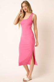 Hot Pink Mittoshop Side Slit Wide Strap Midi Tank Dress | Tank Dresses Daverri Fashions