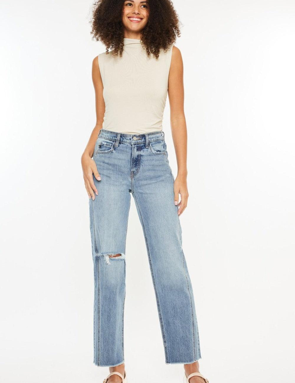 Medium Kancan Ultra High Rise Distressed Straight Jeans | Jeans Daverri Fashions