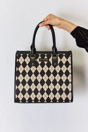 David Jones Argyle Pattern PU Leather Handbag | Handbags Daverri Fashions
