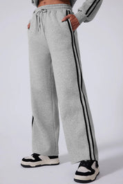 Side Striped Round Neck Top and Pants Active Set | Loungewear Sets Daverri Fashions