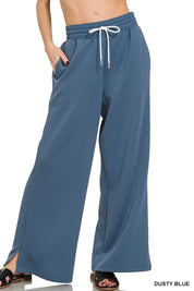 Zenana Scuba Drawstring Pants Dusty Blue | Loungewear Bottoms Daverri Fashions