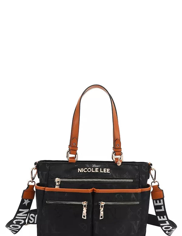 BLACK One Size Multi-Compartment Convertible Tote Bag | Handbags Daverri Fashions