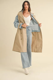 MABLE Layered Look Trench Coat With Denim Jacket | Daverri Fashions