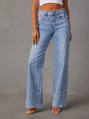 Light High Waist Straight Jeans with Pockets | Jeans Daverri Fashions