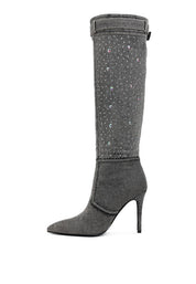 Cornik Multi Color Stones Denim Boots | Boots Daverri Fashions