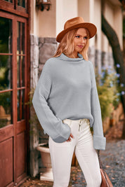 Mock Neck Drop Shoulder Sweater | Sweaters Daverri Fashions