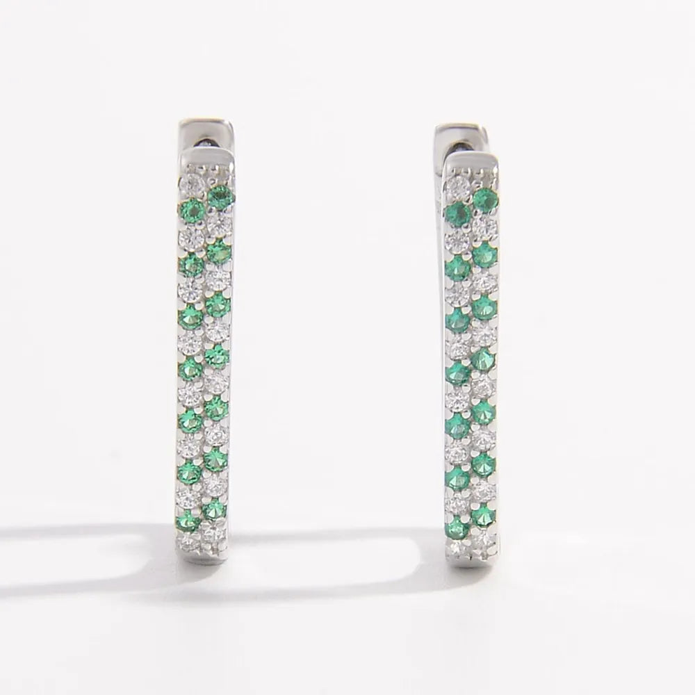 925 Sterling Silver Inlaid Zircon Earrings | Earrings Daverri Fashions