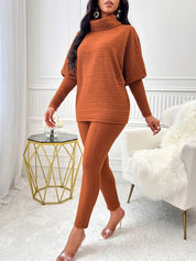 Turtleneck Batwing Sleeve Top and Pants Set | Outfit Sets Daverri Fashions