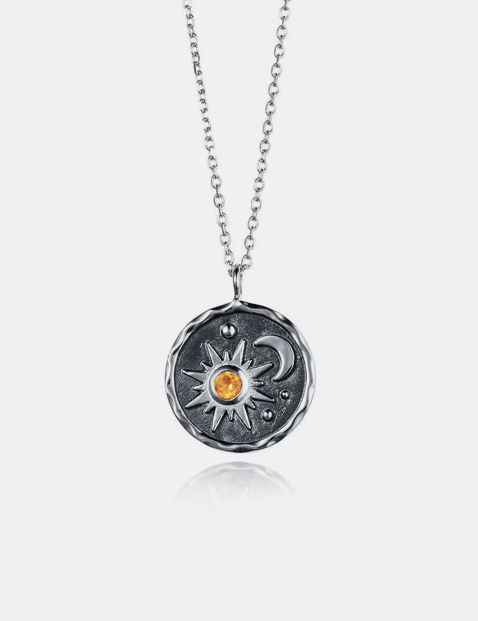 Silver One Size Alloy Inlaid Zircon Sun & Moon Necklace | Necklaces Daverri Fashions