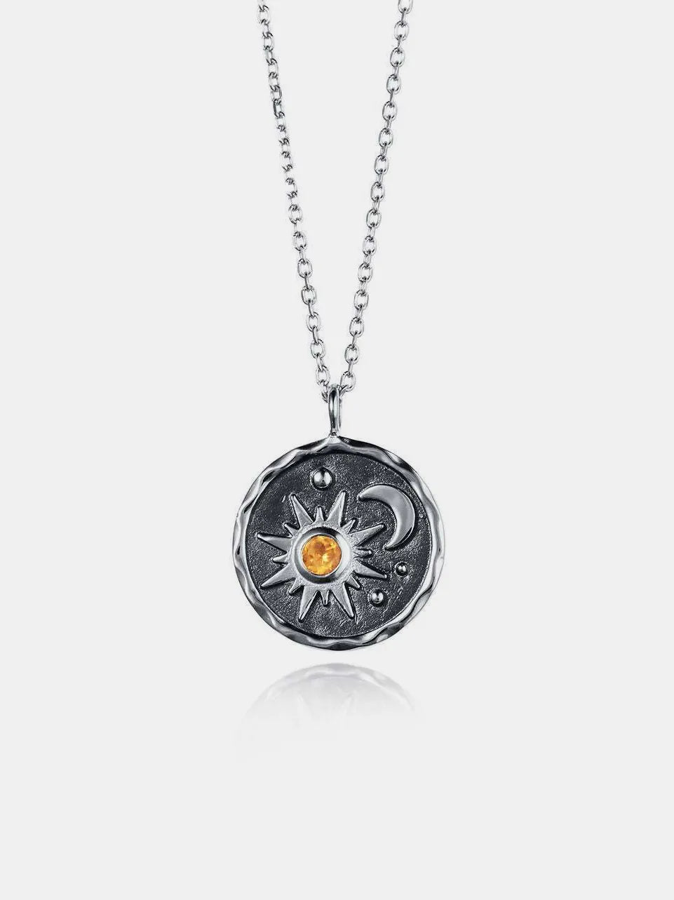 Silver One Size Alloy Inlaid Zircon Sun & Moon Necklace | Necklaces Daverri Fashions