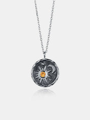 Silver One Size Alloy Inlaid Zircon Sun & Moon Necklace | Necklaces Daverri Fashions