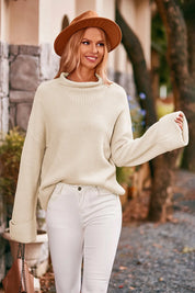 Mock Neck Drop Shoulder Sweater | Sweaters Daverri Fashions