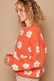 POL Daisy Pattern Drop Shoulder Sweater | Sweaters Daverri Fashions