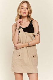 ADORA Adjustable Wide Strap Square Neck Overall Dress | Daverri Fashions