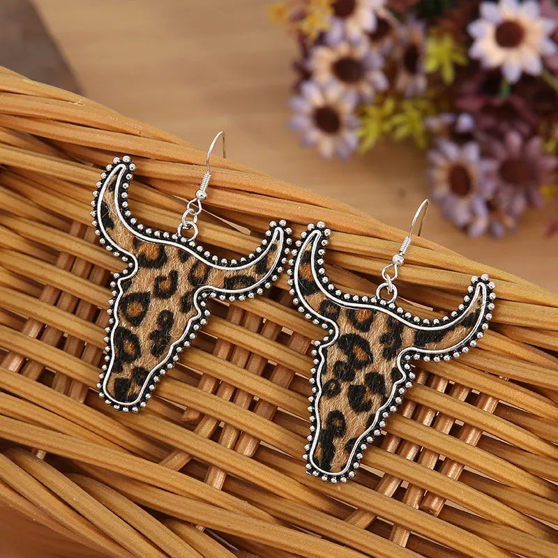 Alloy Animal Print Cow Head Earrings | Earrings Daverri Fashions