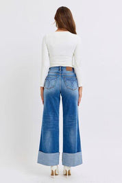 Judy Blue Full Size Distressed High Waist Wide Leg Jeans | Jeans Daverri Fashions