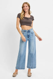 RISEN Full Size High Rise Crop Wide Leg Jeans Plus Size | Jeans Daverri Fashions