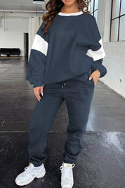 Drop Shoulder Loose Sweatshirt and Joggers Active Set | Loungewear sets Daverri Fashions