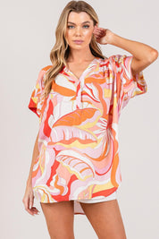SAGE + FIG Abstract Print Half Button Blouse | Blouses Daverri Fashions