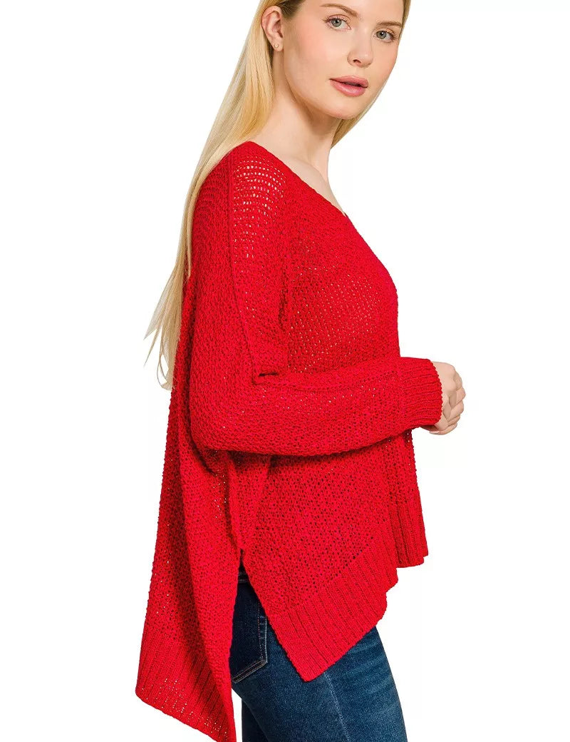 Zenana Dolman Sleeve V-Neck Sweater | Daverri Fashions