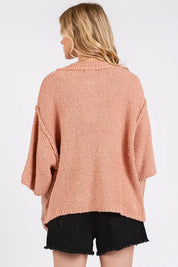 Mittoshop Side Slit Notched Drop Shoulder Sweater | Sweaters Daverri Fashions