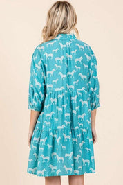 Mittoshop Seagreen Zebra Print Button Down Shirt Mini Dress | Mini Dresses Daverri Fashions