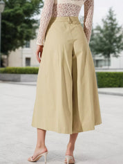 High-Waisted Pleated Wide-Leg Cropped Pants | Pants Daverri Fashions