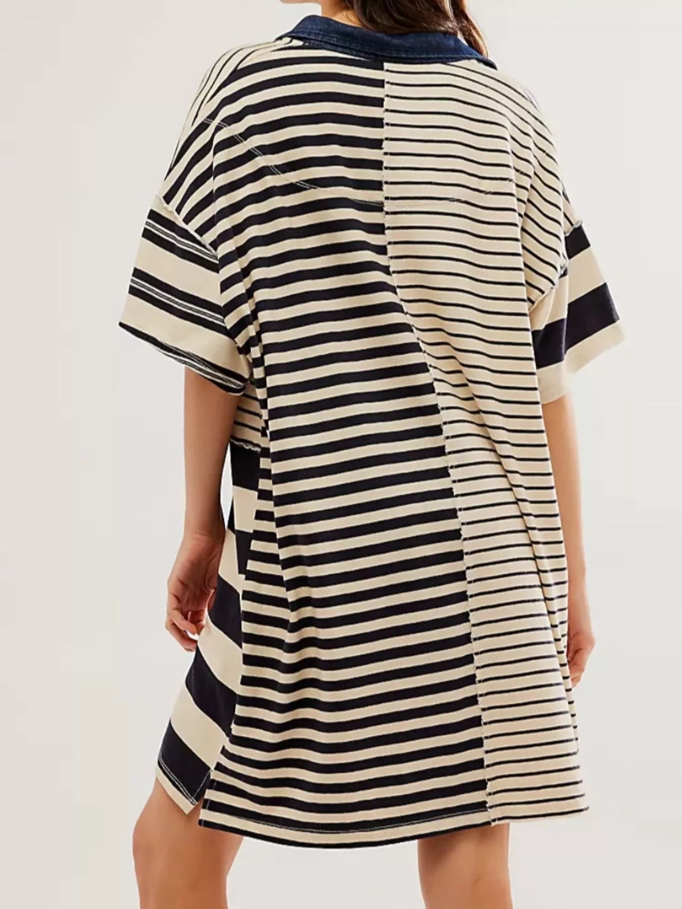 Striped Oversized Half Button Shirt Dress | Mini Dresses Daverri Fashions