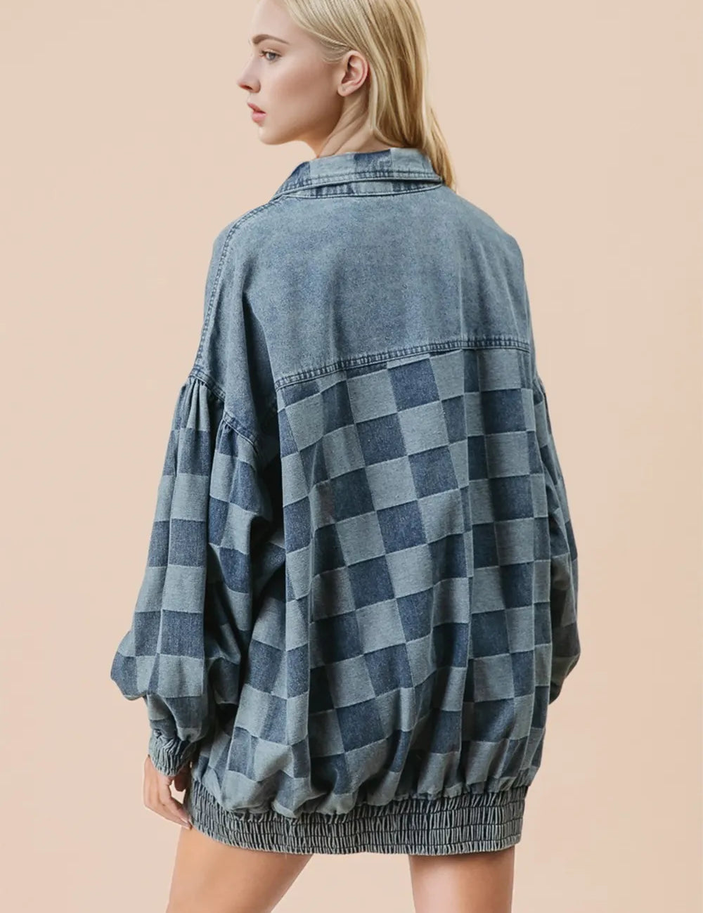 Double Take Checkered Button Up Denim Jacket | Denim Jackets Daverri Fashions