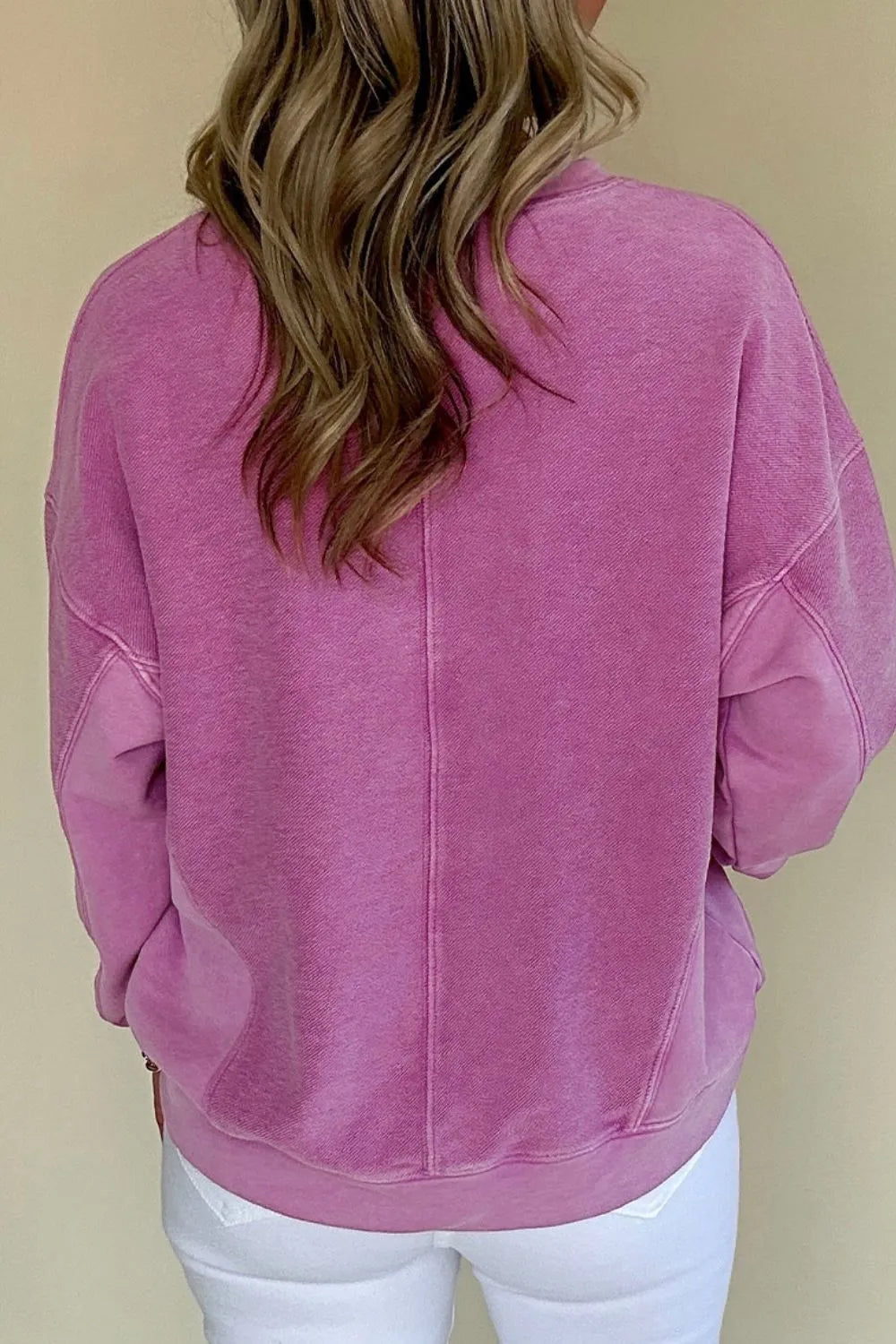 Notched Drop Shoulder Long Sleeve Sweatshirt | Sweatshirts Daverri Fashions