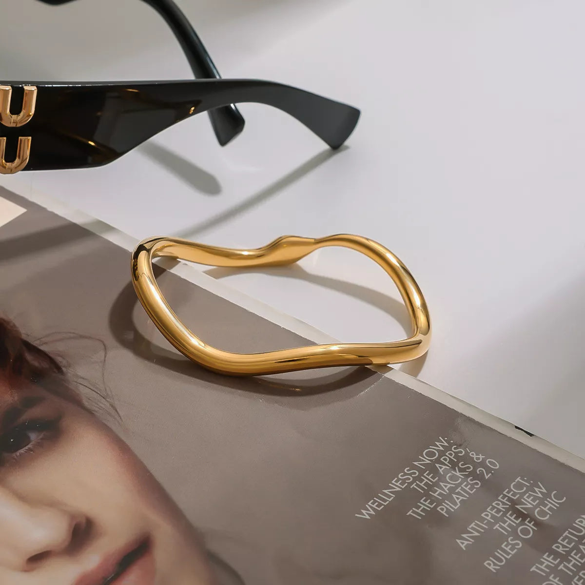 Gold One Size 18K Gold-Plated Wave Bracelet | Bracelets Daverri Fashions