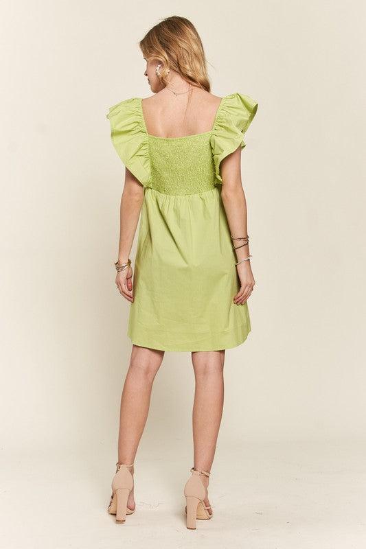 ADORA Smocked Back Ruffled Cap Sleeve Babydoll Dress | Babydoll Dresses Daverri Fashions